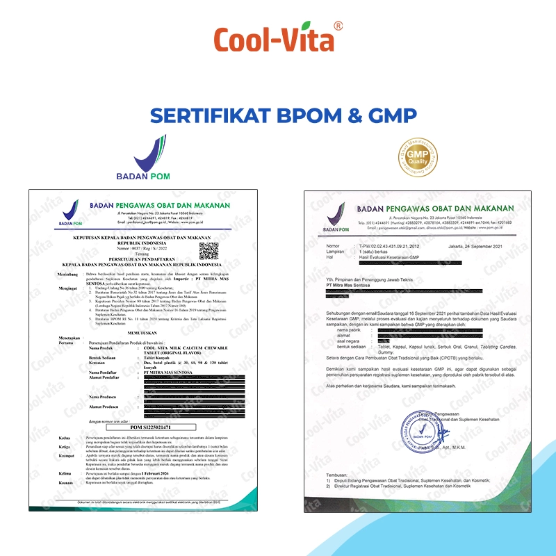 Cool-Vita Milk Calcium Chewable Tablet Rasa Original (30 Tablet)